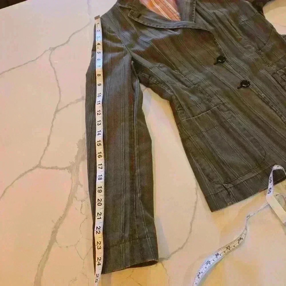 VTG Mario Matteo Womens Made In Italy Striped Blazer Olive Green Size 8 - Picture 8 of 12
